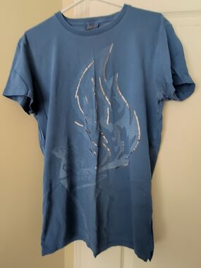 Vintage Diesel Graphic T Shirt Mens XL Blue Flame Print Y2K Designer Streetwear